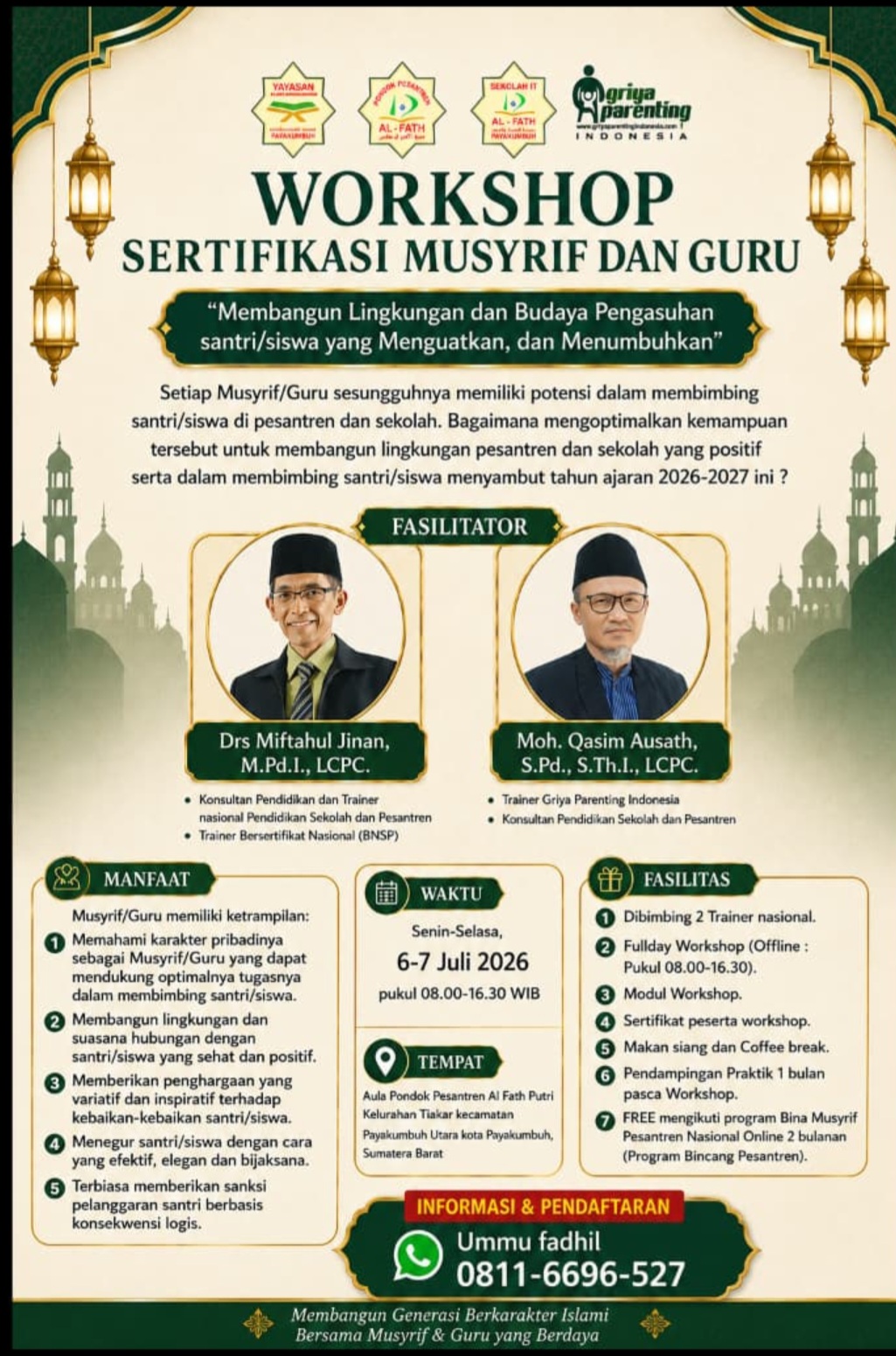 WORKSHOP SERTIFIKASI MUSYRIF DAN GURU
